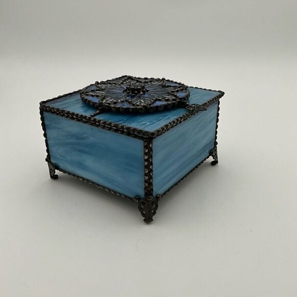 HANDCRAFTED Stained Glass Jewelry Box Keepsake Box - Picture 4 of 7